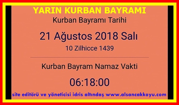 Yarın 21 Ağustos  Salı